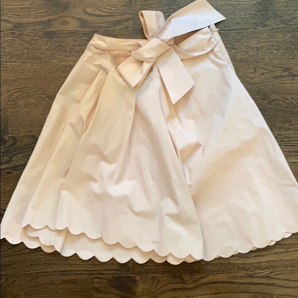 Club Monaco Light Pink Scalloped Circle Skirt with Bow